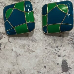 Guy Laroche Green and Blue Earrings